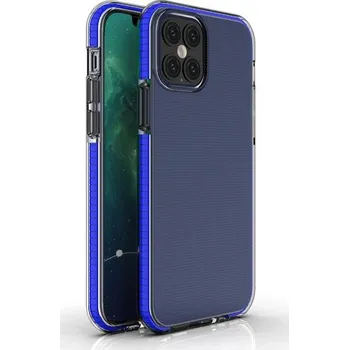 Pouzdro na mobilní telefon Transparentní kryt s barevným rámem pro iPhone 12 / 12 Pro - modrý