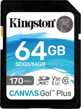 paměťová karta Kingston Canvas Go Plus 64 GB SDXC U3 V30 (SDG3/64GB)