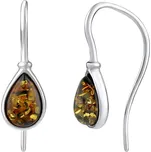 Stříbrné náušnice s pravým Jantarem ve tvaru slzy AAJ416T1