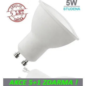 Žárovka LED21 LED žárovka 5W GU10 400lm STUDENÁ, 5+1 ZDARMA
