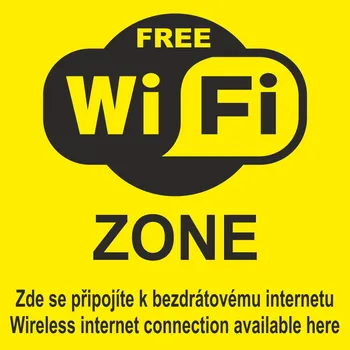 Značení WIFI ZONE FREE s textem ž samolepící vinylová fólie 100 x 100 mm