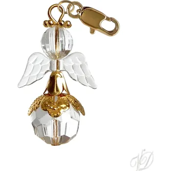 Přívěsek Andělíček pro štěstí přívěsek s karabinkou H (Přívěsek Anděl s karabinkou - Andílek z korálků pro štěstí)