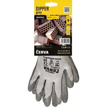 Pracovní rukavice Cerva Rukavice povrstvené DIPPER latex blistr šedá 10 XL
