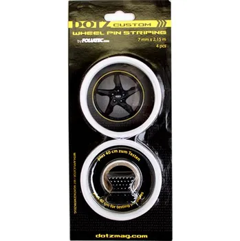 Samolepicí dekorace na vozidlo Proužek na kola lepící BÍLÝ délka 215mm, sada 4ks