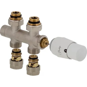 Ventil Vario Term Základní sada přímého ventilu 344, středové připojení, 50 mm Barva: Poniklováno, Svěrné spojky: 2x CU 15x1 mm