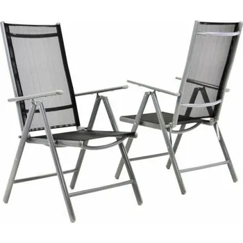 2 ks skládací kovová židle s textilním sedákem a opěradlem