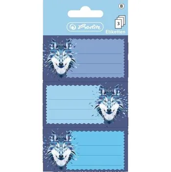 Papír Etikety školní Wild Animals Vlk, 9 ks, 3 archy