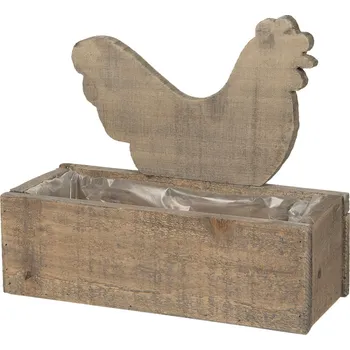 Truhlík Dřevěný truhlík se slepičkou a patinou Eves - 30*13*24 cm