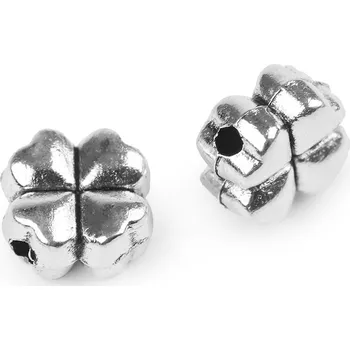 Přívěsek Kovová ozdoba čtyřlístek 8x8 mm, barva 2 stříbrná