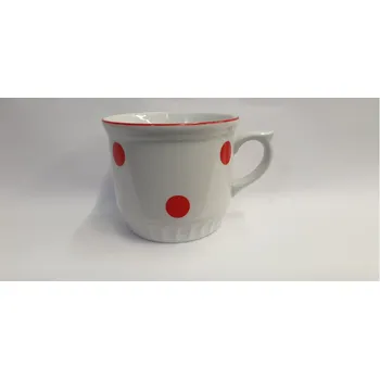 ČESKÝ PORCELÁN Hrnek SELSKÝ 0,45 l, červený puntík, pruh