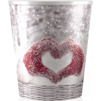 Obal na květináč Obal na květník CHRISTMAS SRDCE Vánoce plastový d12x14cm