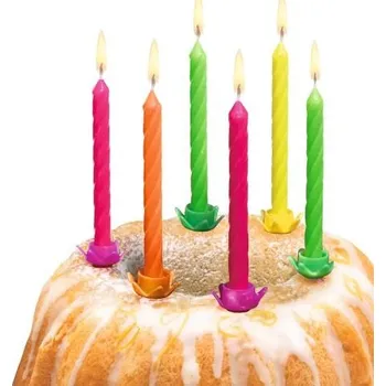Dortová svíčka Susycard Narozeninové svíčky se stojánky 12ks, mix neonových barev (Herlitz)