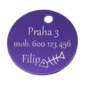 Vojenské psí známky Hliníková psí známka kulatá (fialová)