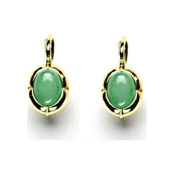 Náušnice Zlaté náušnice, žluté zlato, přírodní avanturin, NK 1374