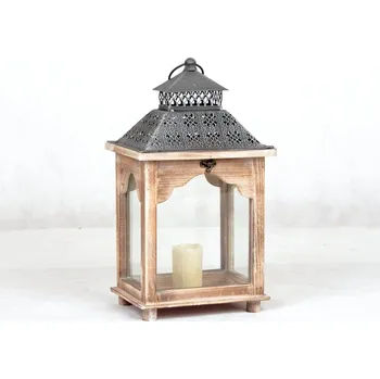 Lucerna Dřevěná lucerna malá 18x23,5x46cm