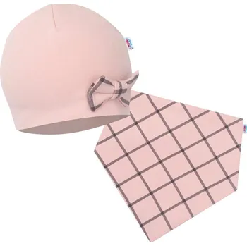 Kojenecká čepice Kojenecká čepička s šátkem na krk New Baby Missy růžová, vel. 86 (12-18m)