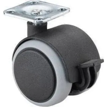 Pojezdové kolečko Nábytkové pryžové kolečko otočné s plotničkou a brzdou, průměr 50 mm, nosnost 50 kg - F86.050.PL