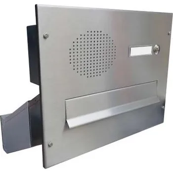 Poštovní schránka DOLS Poštovní schránka D-042 šikmá do sloupku + čelní deska se zvonkem a přípravou pro HM - NEREZ