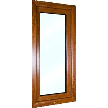 Okno Plastové okno 60x120 cm (600x1200 mm) | Bílé zevnitř | Zlatý dub zvenku | Otevíravé i sklopné | Pravé | 6 komor | 80 mm