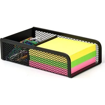 Držák na bloček a kancelářské sponky, drátěný, černá