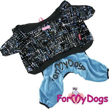 Obleček pro psa FOR MY DOGS Overal BLUE TONES, modro-černý, Velikost: 10/XS