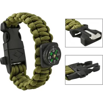 Náramek SKITT Univerzální náramek Paracord, 5v1 Vyber barvu :: Temně zelená
