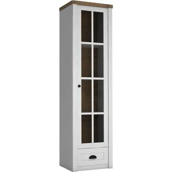 Obývací stěna Úzká skleněná vitrína Provence 2 - borovice andersen / dub lefkas