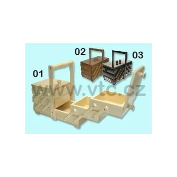 Úložný box Dřevěná kazeta na šicí potřeby rozkládací 02 hnědá , rozměr cm 30 x 15 x 25
