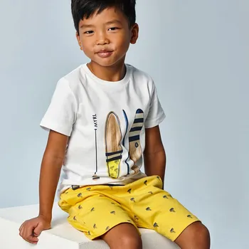 Chlapecký komplet - triko, kraťasy Mayoral 3638 -67 bílá, žlutá Rozměr: 122