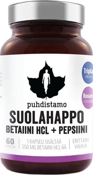 Přírodní produkt Puhdistamo Betain HCL + Pepsin 60 cps.