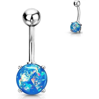 Piercing Piercing do pupíku pryskyřičný opál 8 mm (modrá)