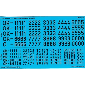 Plastikový model 1:48 Čísla a písmena na kluzáky (černá)