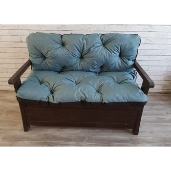 Zahradní nábytek Prošívané sezení ELIAS, polstr na zahradní lavici - sedák s opěrkou, TYRKYSOVÁ color 26, různé rozměry, Mybesthome Rozměr: 180x60x50 cm