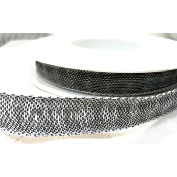 Stuha Tkaná stuha s drátem 15 mm - tm.šedá - 1 m