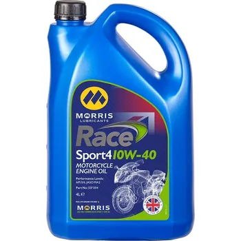 Motorový olej Morris Race Sport 4 10W-40, olej pro 4-taktní motocyklové motory road/race, 4l (Morris Lubricants - Made in UK)