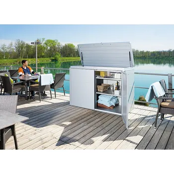 Zahradní úložný box Biohort Víceúčelový úložný box HighBoard 200 x 84 x 127 (stříbrná metalíza) 200 cm (3 krabice)
