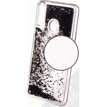 Pouzdro na mobilní telefon 1Mcz Liquid Hexagon Sparkle ochranný kryt s přesýpacím efektem třpytek pro Samsung Galaxy A20s černá (black)