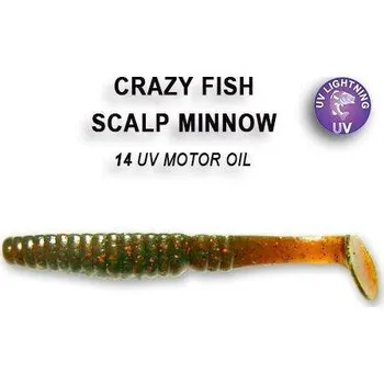 Umělá nástraha Gumová nástraha Crazy Fish Scalp Minnow 13cm 14 UV Motor oil (4ks)