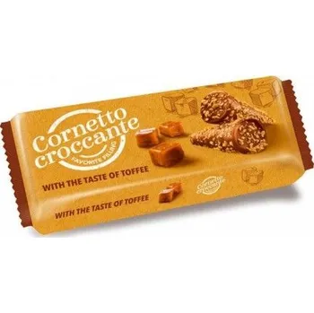 Cukrovinka CORNETTI Máčené oplatky v čokoládě 112g plněné krémem s KARAMELOVOU příchutí