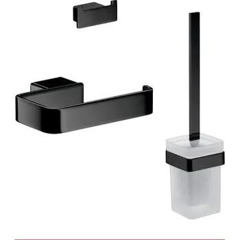 Dávkovač mýdla Emco Loft Set WC štětka, dvouháček, držák papíru, černý matný, 0598 133 00