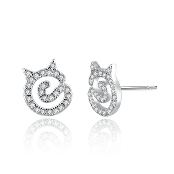 Náušnice Elenys stříbrné rhodiované náušnice Třpytivá kočka