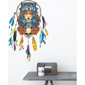 Lapač snů Samolepka na zeď "Barevný lapač snů" 62x40 cm