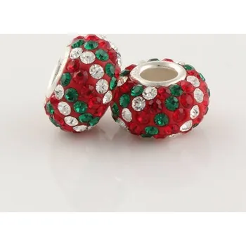 Souprava šperků Korálek s velkým průvlekem a šatony Emerald, Light Siam, Crystal, AG 925 Z 385-1