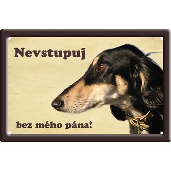 Plechová cedule Smal Výstražná cedule: Saluki perský chrt II