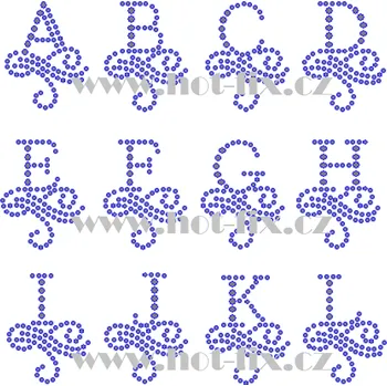 FM003 - jednotlivá písmena abecedy A-L - monogramy, nažehlovací hot-fix kamínková aplikace na textil, výška cca 4,8cm barva kamenů - písmena: polobroušené kameny barva 101 Crystal /stříbrná, písmeno: písmeno I