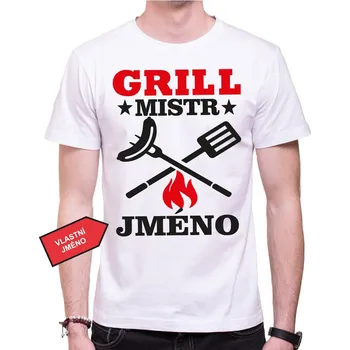 Pánská móda Tričko - (Vlastní jméno) Grillmistr, Barva látky tyrkysová modrá, Střih Pánsky/UNISEX, Velikost S