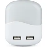 V-TAC LED noční světlo do zásuvky 0,5W s USB portem SAMSUNG čipy čtverec Neutrální bílá 4000 - 4500K