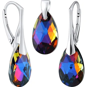 Souprava šperků SILVEGO stříbrný set se Swarovski® Crystals kapka VOLCANO LSW189s