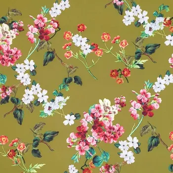 Kostýmovka oliva, květinový vzor, š.150