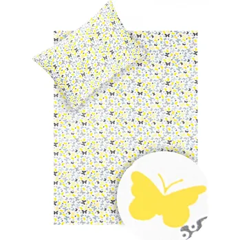 Povlečení DARRÉ Bavlněné povlečení do postýlky Motýl žluté Velikost: 95 x 130 + 45 x 65
